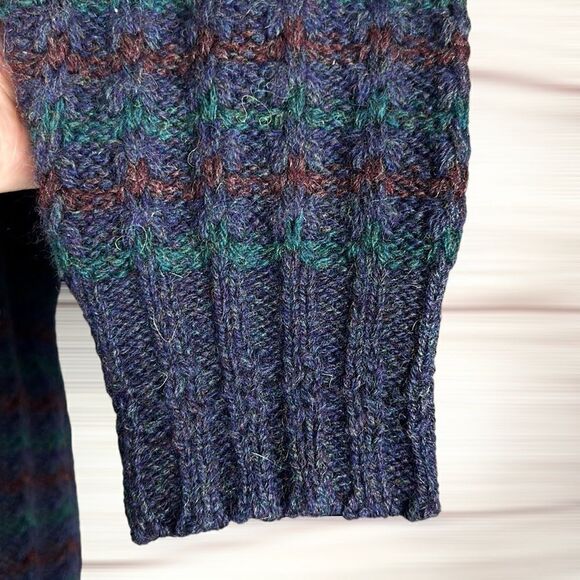 NWT Vintage AUSTIN REED V-neck Sweater Shetland Wool Blue Brown size M - Picture 6 of 13